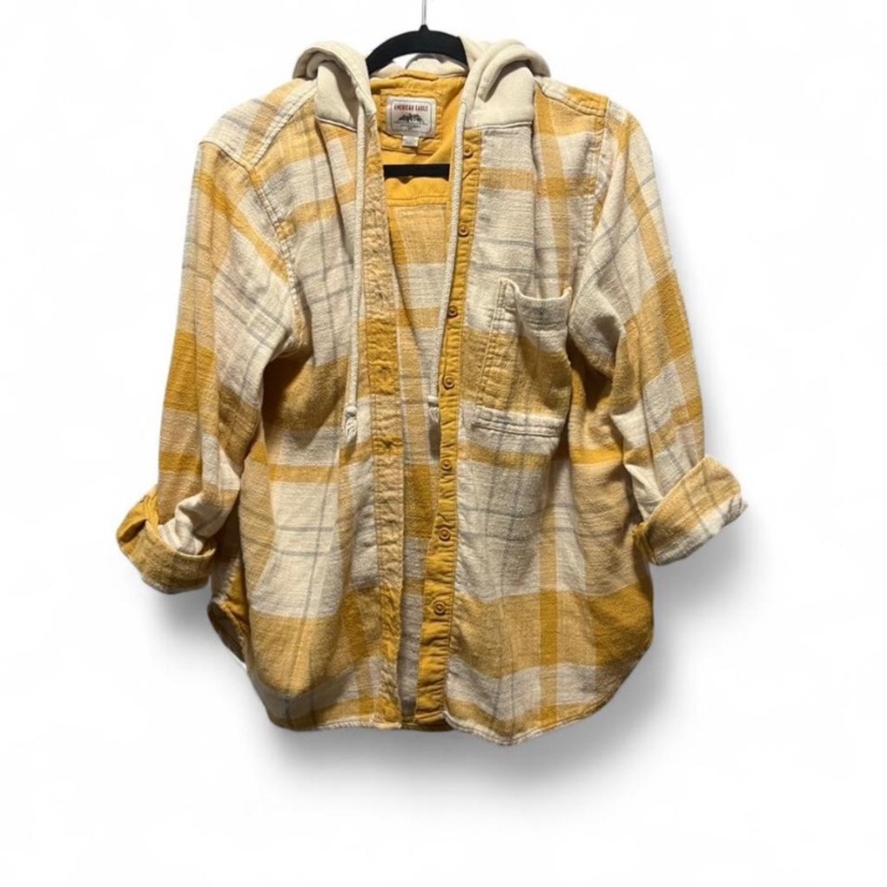 American Eagle Outfitters Yellow Hooded Shirt